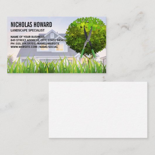 Landschaftsgärtner | Rasenpflege | Topiary Visitenkarte (Vorne/Hinten)