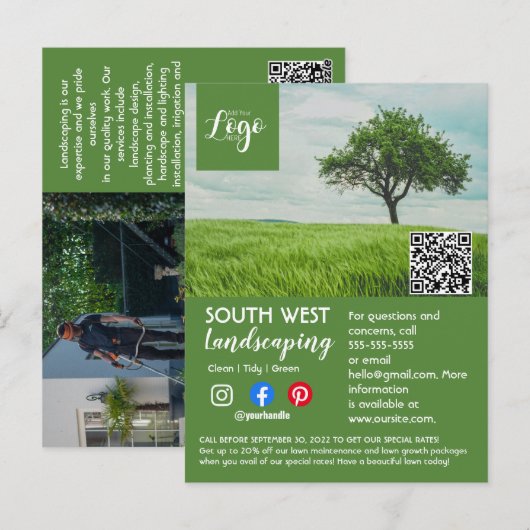 Landschaftsgärtnerbaum-Chirurg Flyer Postkarte (Vorne/Hinten)