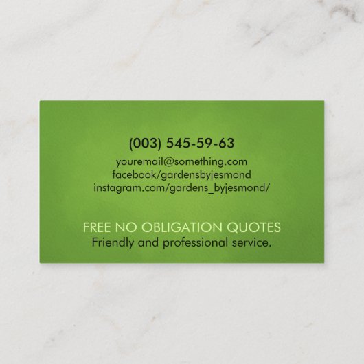 Landschaftsgärtnerdienste Wasserfarben Kunst Visitenkarte (Rückseite)