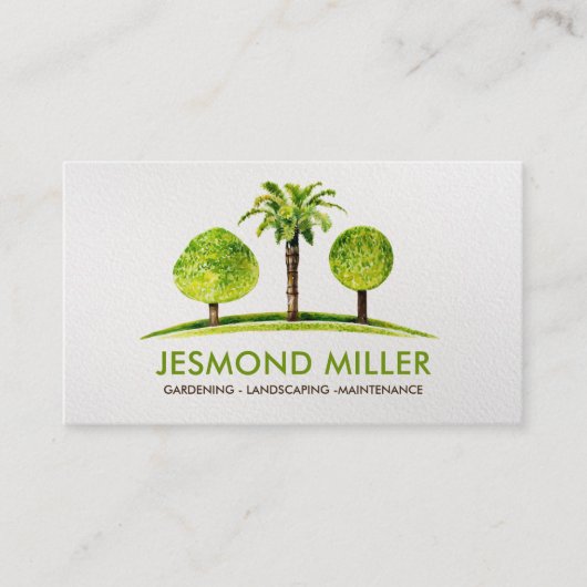 Landschaftsgärtnerdienste Wasserfarben Kunst Visitenkarte (Vorderseite)