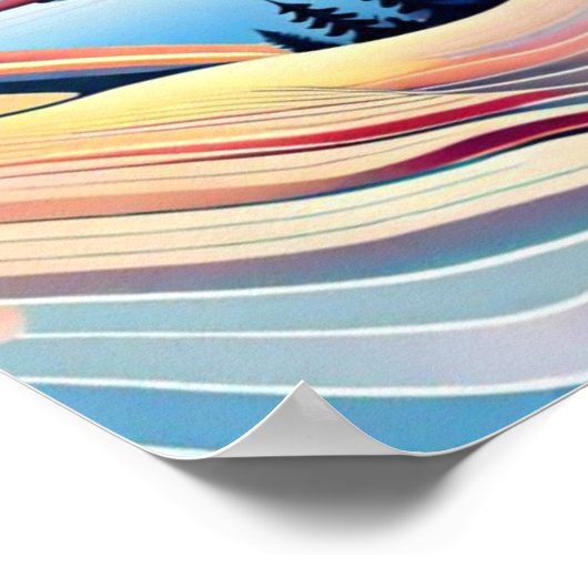 Landschaftsgebirge Abstrakter Sonnenuntergang Poster (Ecke)