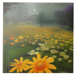 Landschaftsgelbe Blumen Fliese