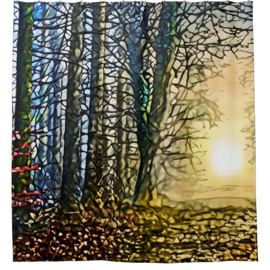 Landschaftsgestaltung 276 Wald Duschvorhang (Vorderseite)