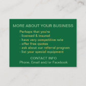 Landschaftsgestaltung der visitenkarte (Rückseite)