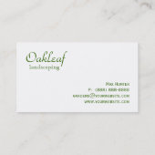 Landschaftsgestaltung des visitenkarte (Rückseite)