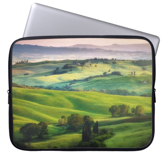 Landschaftsgrün: Hell gestrichene Ruhe Laptopschutzhülle (Vorderseite)