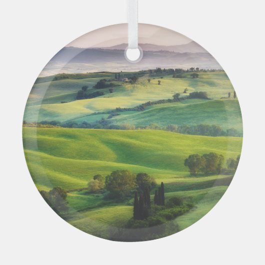 Landschaftsgrün: Hell gestrichene Ruhe Ornament Aus Glas (Vorderseite)