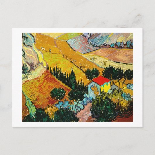 Landschaftshaus und Plowman Vincent Van Gogh Postkarte (Vorderseite)