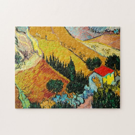 Landschaftshaus und Plowman Vincent Van Gogh Puzzle (Horizontal)