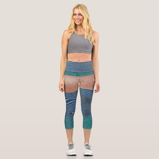 Landschaftshügel: nahtloses Muster. Capri Leggings (Vorderseite)