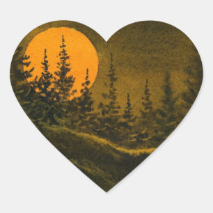 Landschaftsjäger oder Erntemond Herz-Aufkleber