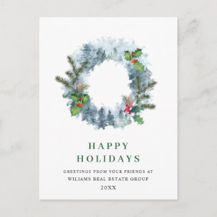 Landschaftskranz Weihnachtskiefern Gruß Urlaub Postkarte