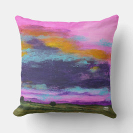 Landschaftskunst Malerei rosa Sonnenuntergang Tiny Kissen