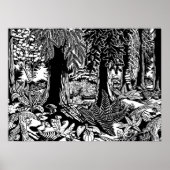 Landschaftskunstposter B & W Forest Art Holzdrucke Poster (Vorne)