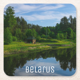 Landschaftslandschaft Canal Sky Belarus Rechteckiger Pappuntersetzer
