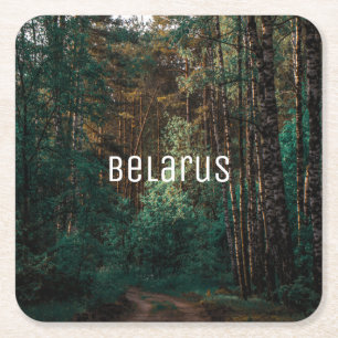 Landschaftslandschaft Wald Birkenbäume Rechteckiger Pappuntersetzer