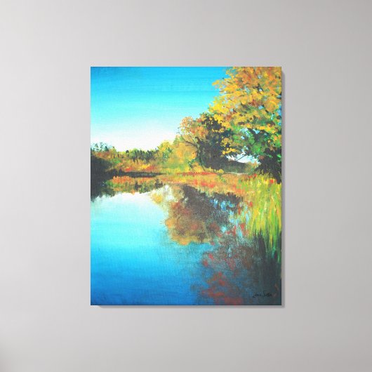 Landschaftsmalerei am Fluss Leinwanddruck (Vorderseite)