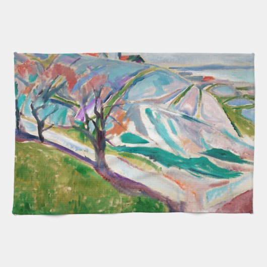 Landschaftsmalerei Edward Munch expressionistische Geschirrtuch (Horizontal)