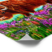 Landschaftsmalerei für Kühe im Hochland Poster (Ecke)