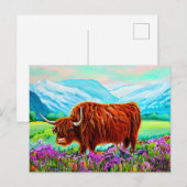 Landschaftsmalerei für Kühe im Hochland Postkarte (Vorne/Hinten)