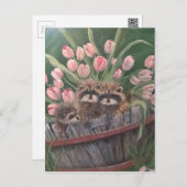 Landschaftsmalerei Handkunst Natur Racoons Postkarte (Vorne/Hinten)