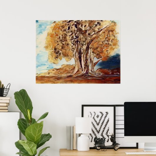 Landschaftsmalerei im Dschungelwald im Herbst Poster (Heimbüro)