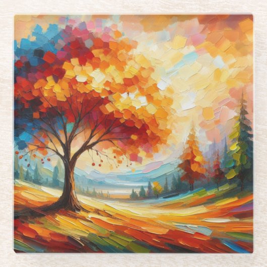 Landschaftsmalerei mit hellen Farben-96771 Glasuntersetzer (Vorderseite)