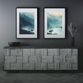 Landschaftsmalerei Set 3 Wall Art Blue Green