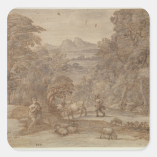 Landschaftsmerkmal Merkur und Apollo Quadratischer Aufkleber