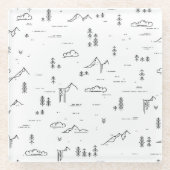 Landschaftsmuster für geometrische Holzlinien Glasuntersetzer (Vorderseite)