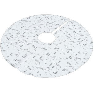Landschaftsmuster für geometrische Holzlinien Polyester Weihnachtsbaumdecke