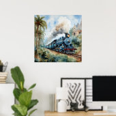 Landschaftspanorama mit einem viktorianischen Zug Poster (Heimbüro)