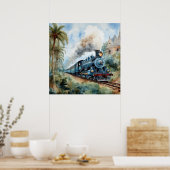 Landschaftspanorama mit einem viktorianischen Zug Poster (Küche)