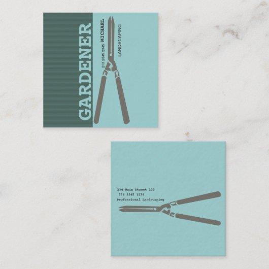 Landschaftspferde Gartenwerkzeuge zum Schneiden vo Quadratische Visitenkarte (Vorne/Hinten)