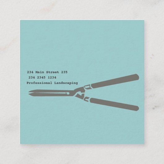 Landschaftspferde Gartenwerkzeuge zum Schneiden vo Quadratische Visitenkarte (Rückseite)