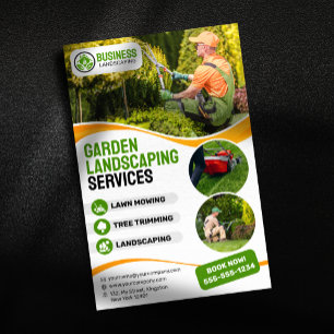 Landschaftspflege in Orange & Green Garden Rasenmä Flyer
