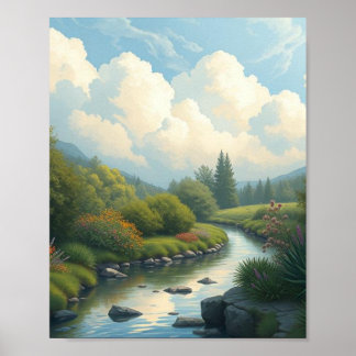 Landschaftsposter des Serene River Valley Poster