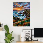 Landschaftsposter Sunset Valley Poster (Heimbüro)