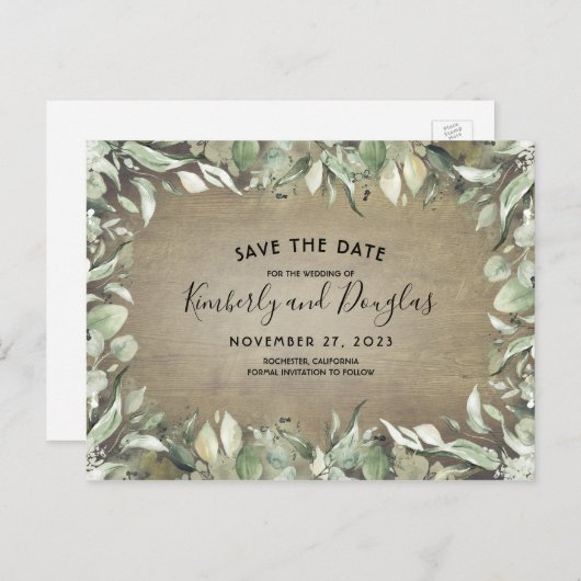 Landschaftsrahmen Save the Date Ankündigungspostkarte (Vorne/Hinten)