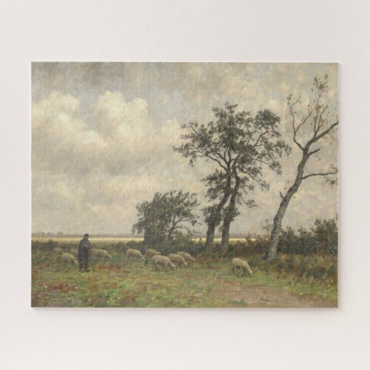 Landschaftsschaf und Hirte Vintage Kunst Puzzle (Horizontal)