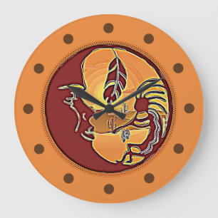 Landschaftsschaltfläche - Kokopelli Mondfeder 1 Große Wanduhr