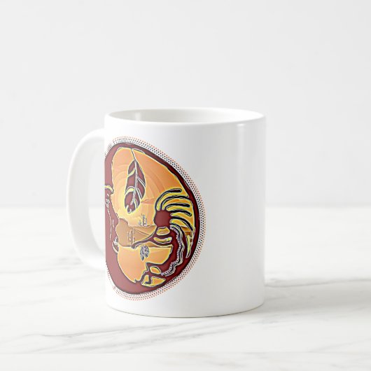 Landschaftsschaltfläche - Kokopelli Mondfeder 1 Kaffeetasse (Vorderseite Links)