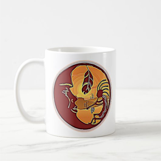 Landschaftsschaltfläche - Kokopelli Mondfeder 1 Kaffeetasse (Links)