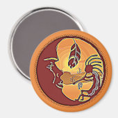 Landschaftsschaltfläche - Kokopelli Mondfeder 1 Magnet (Vorderseite/Rückseite)