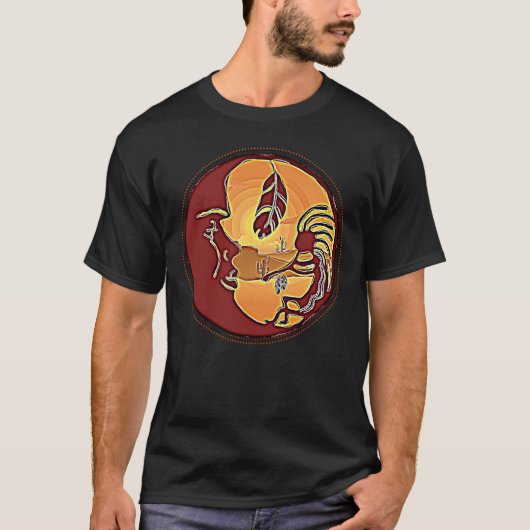 Landschaftsschaltfläche - Kokopelli Mondfeder 1 T-Shirt (Vorderseite)