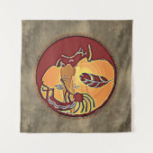 Landschaftsschaltfläche - Kokopelli Mondfeder 1 Wandteppich (Vorderseite (Horizontal))