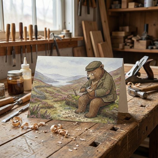 Landschaftsschnitzbär Traditioneller Vatertag Karte