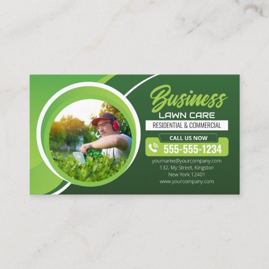 Landschaftsschutzdienst für grüne und weiße Rasenm Visitenkarte (Vorderseite)