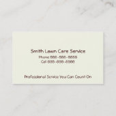 Landschaftsschutzkarte für Rasenpflege Visitenkarte (Rückseite)