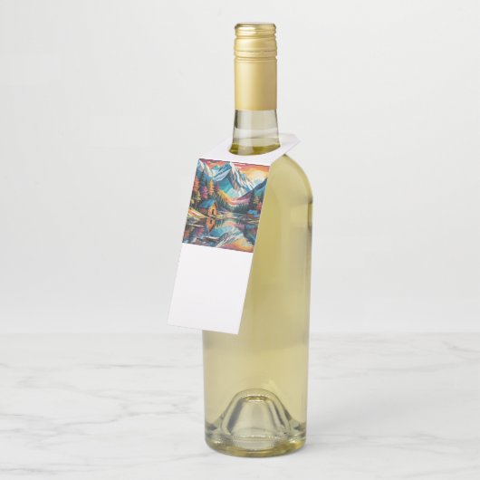 Landschaftssee Bergwald Flaschenanhänger (Angewinkelt)